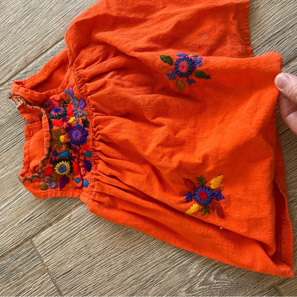Orange Embroidered Halter Dress for Girls